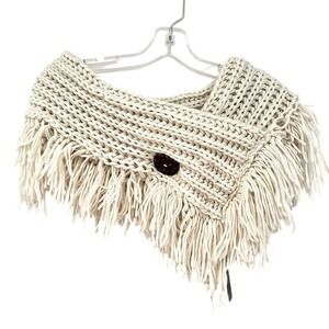 Chic Cream Knit Fringe Wrap